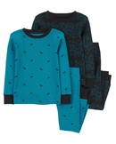 Pijama longo infantil 4 peças de dinossauros multicor |