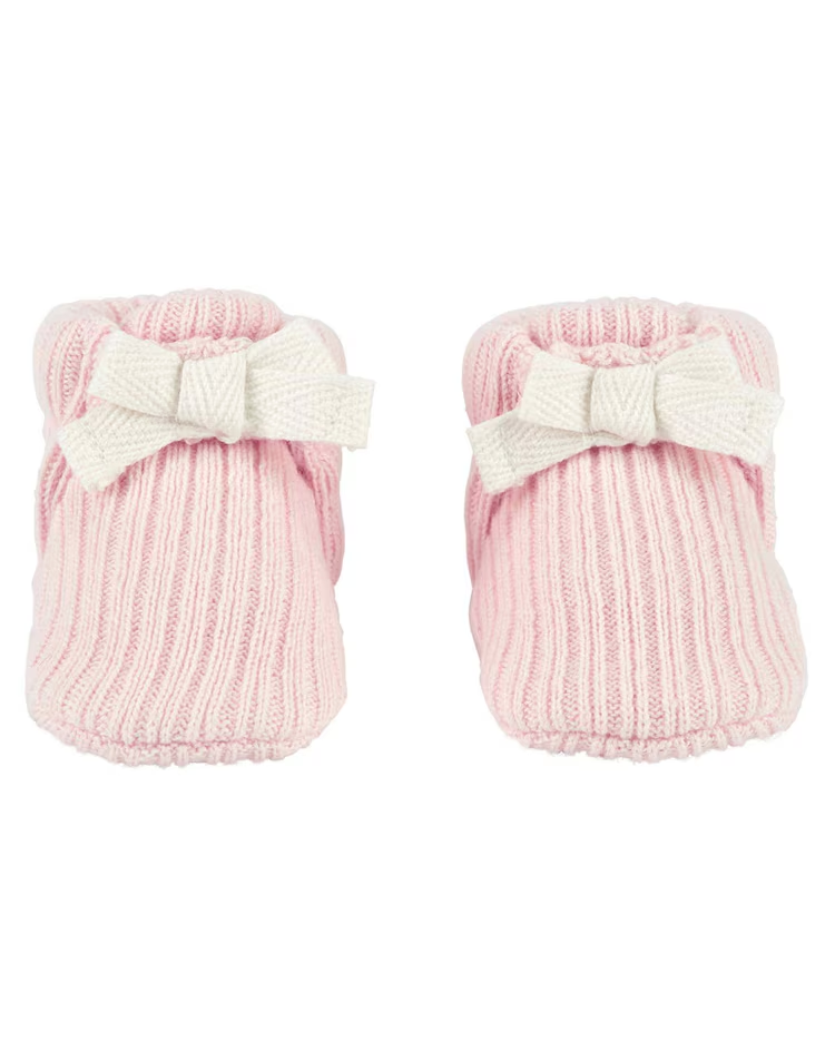 Pantufa bebê de tricot com laço rosa | Carter's